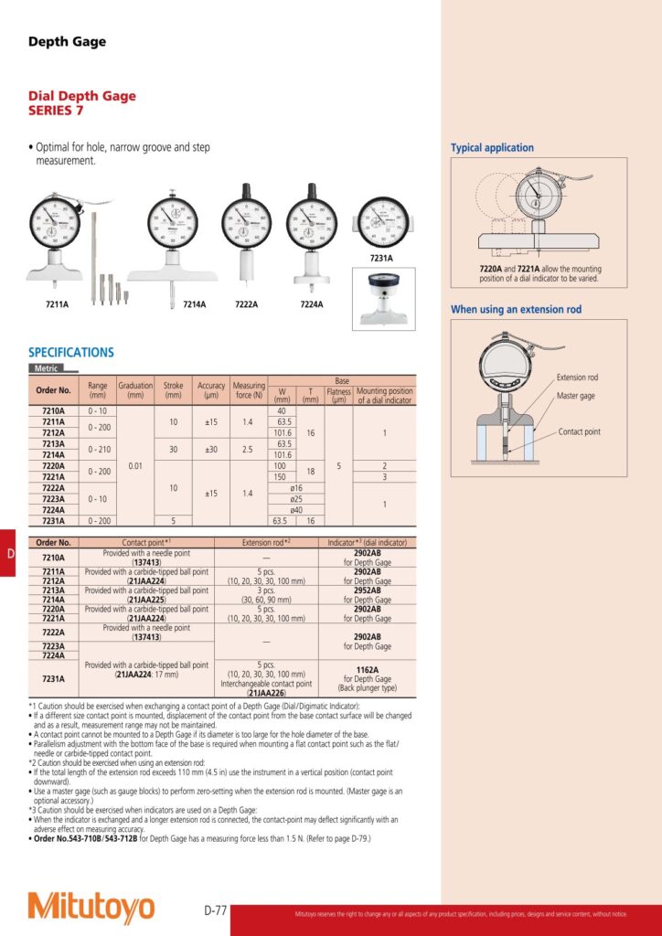 IPTO | Đồng hồ đo sâu MITUTOYO 7210A, 7211A, 7212A, 7213A,7214A, 7220A ...